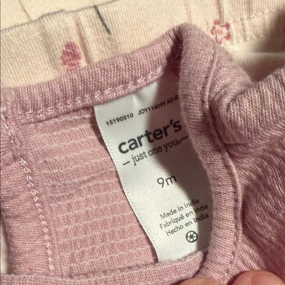 Carter's Pink Top and Cream Floral Pants Set